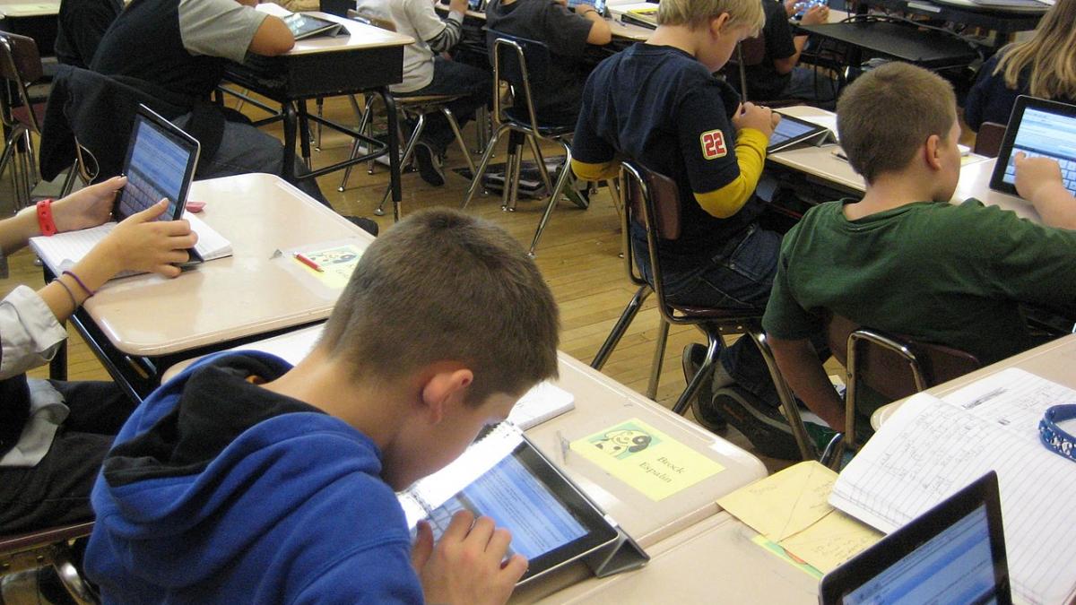 Students taking an assessment on iPads