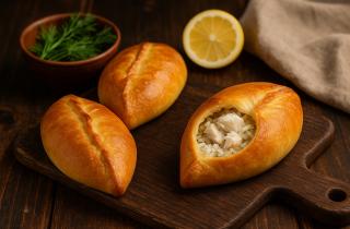 Расстегаи с рыбой и рисом получаются воздушными и ароматными при выпечке в духовке