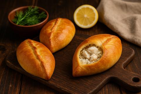 Расстегаи с рыбой и рисом получаются воздушными и ароматными при выпечке в духовке