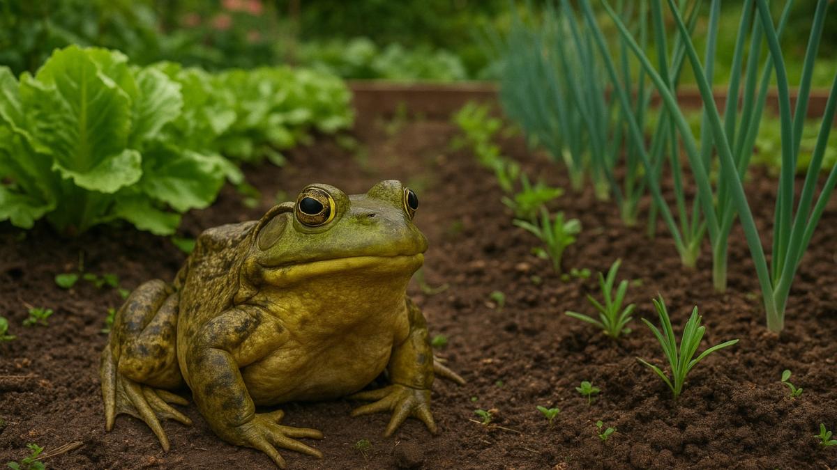 лягушка на грядке