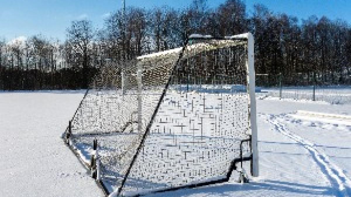 Goalpost in the snow at Brastad Arena 2 Goalpost in the snow at Brastad Arena 2