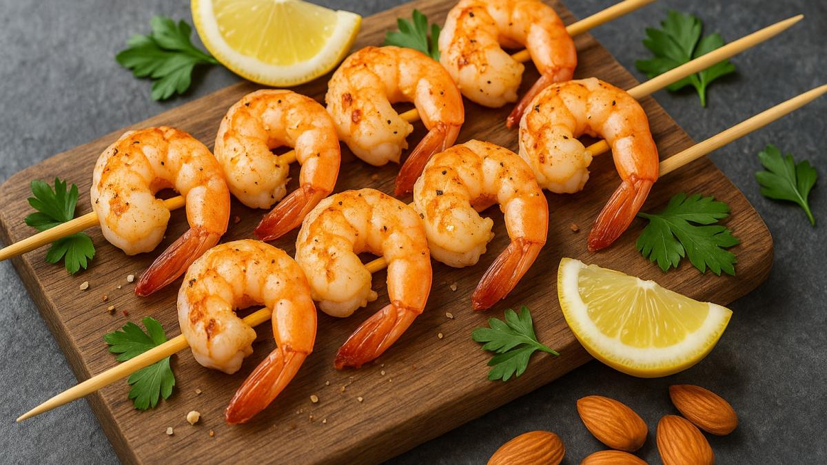 Шашлычки из креветок на шпажках