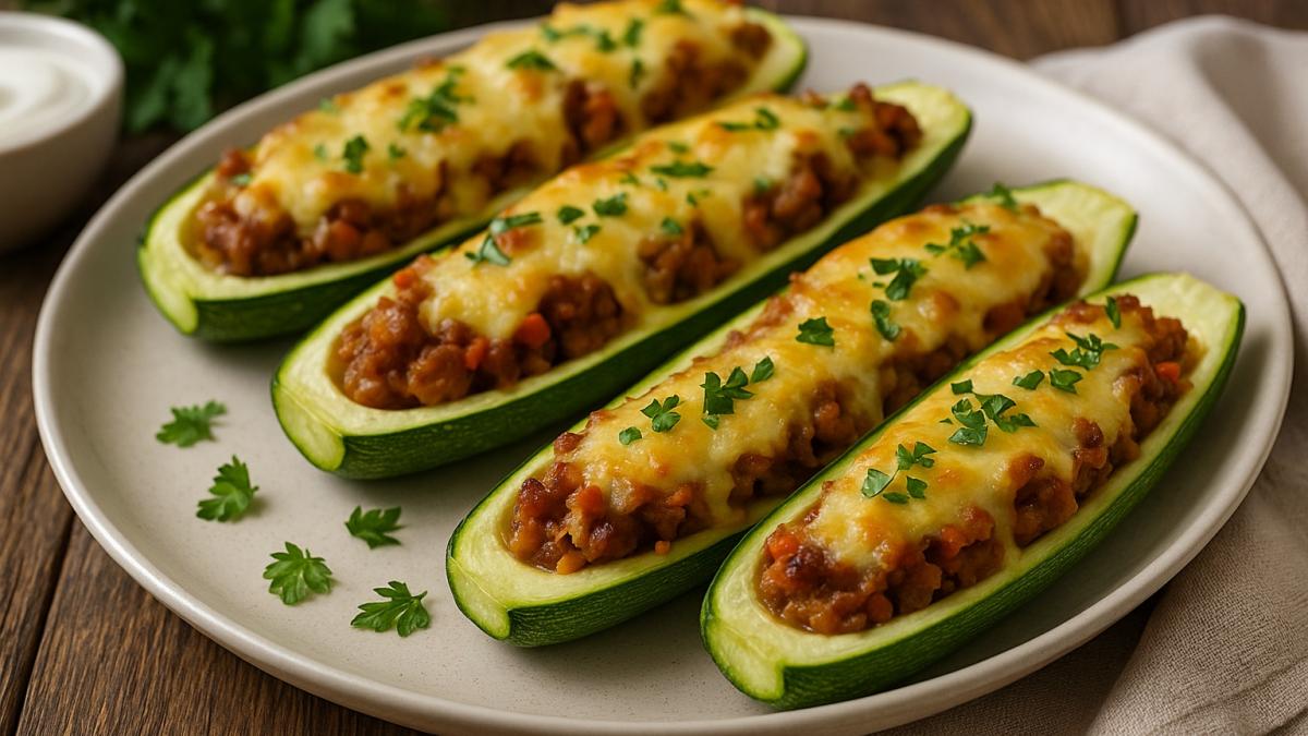 Фаршированные кабачки-лодочки Фаршированные кабачки-лодочки