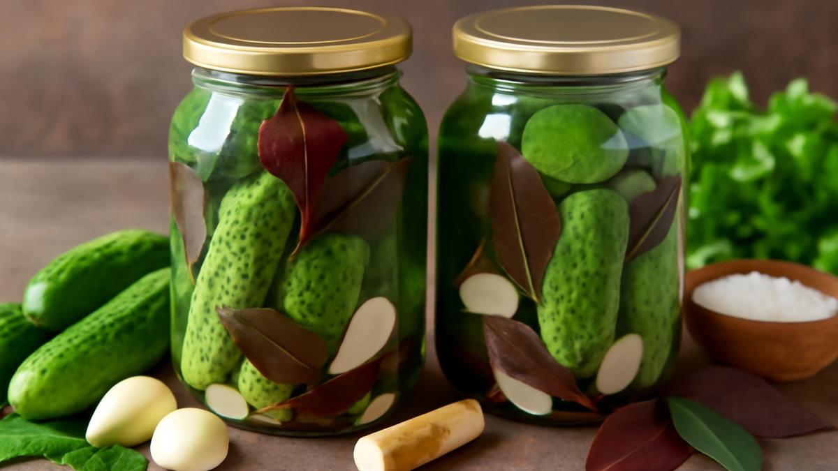 Солёные огурцы с хреном и вишнёвыми листьями