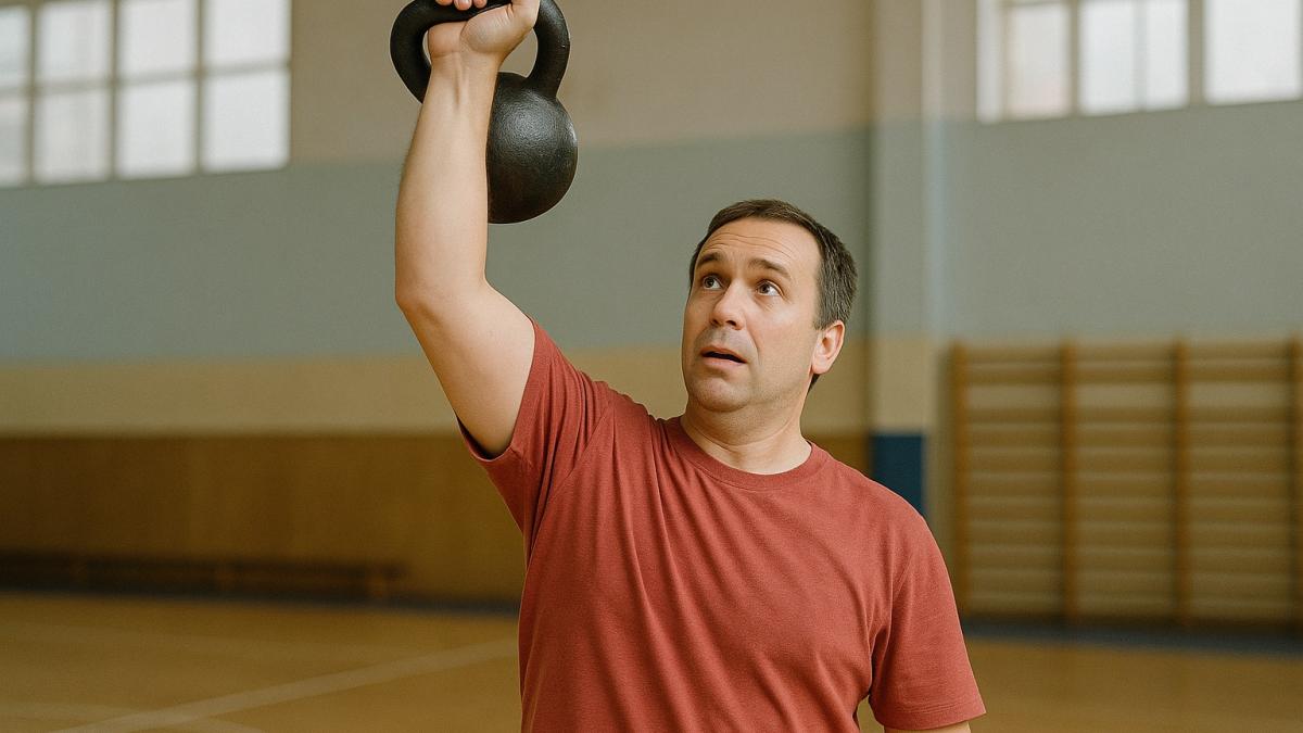Спортсмен с гирей Спортсмен с гирей