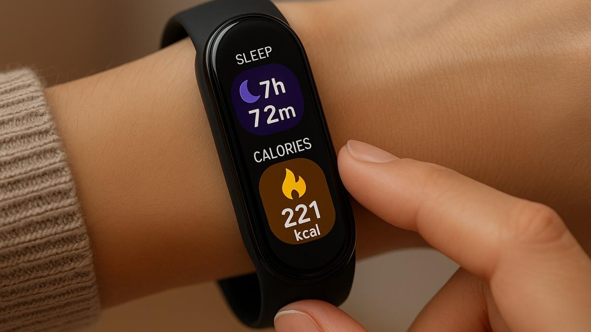 Экран фитнес-браслета с данными сна и калорий