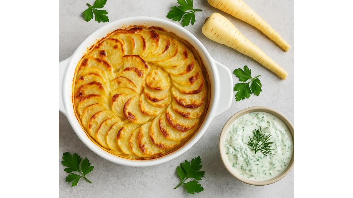 Запеканка из пастернака с травяным соусом