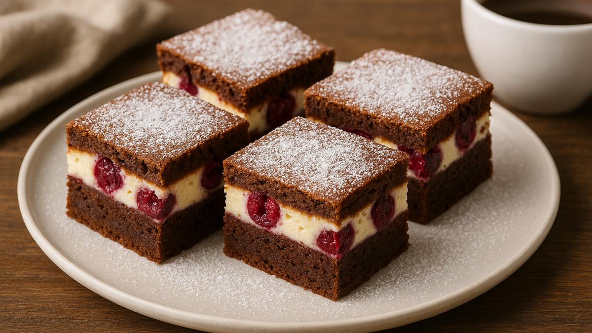 Брауни с творогом и вишней
