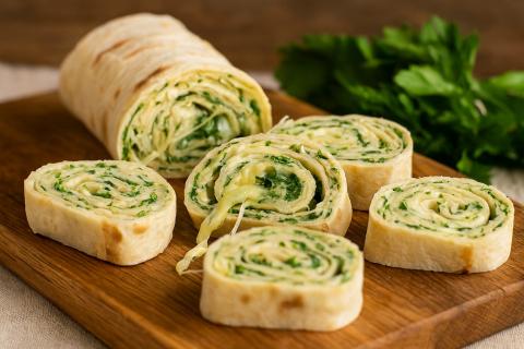 Лаваш с ветчиной и сыром получается сочным