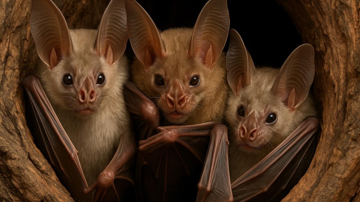 Призрачные летучие мыши в дупле дерева