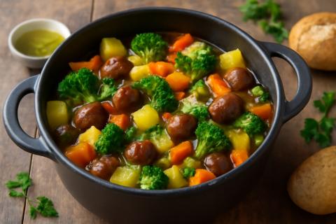 Овощное рагу с баклажанами и кабачками сохраняет полезные свойства овощей