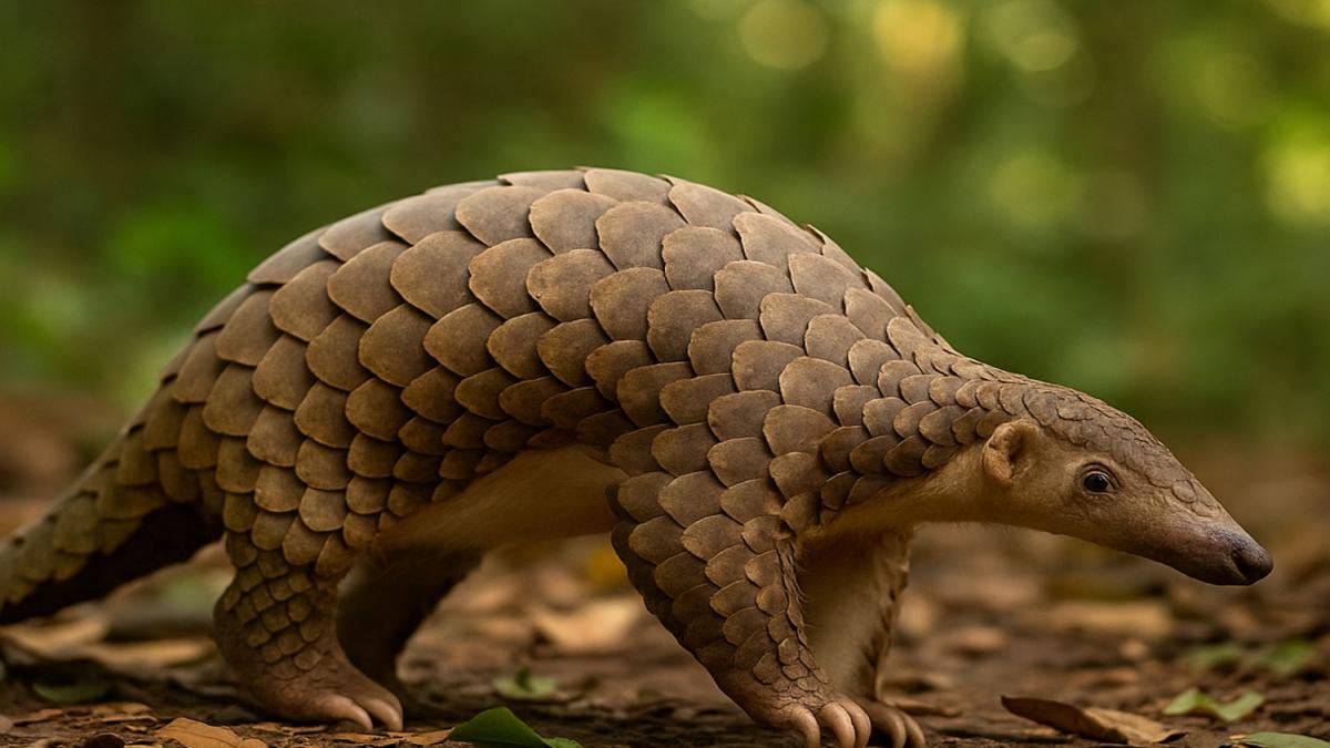 Белобрюхий панголин в лесу