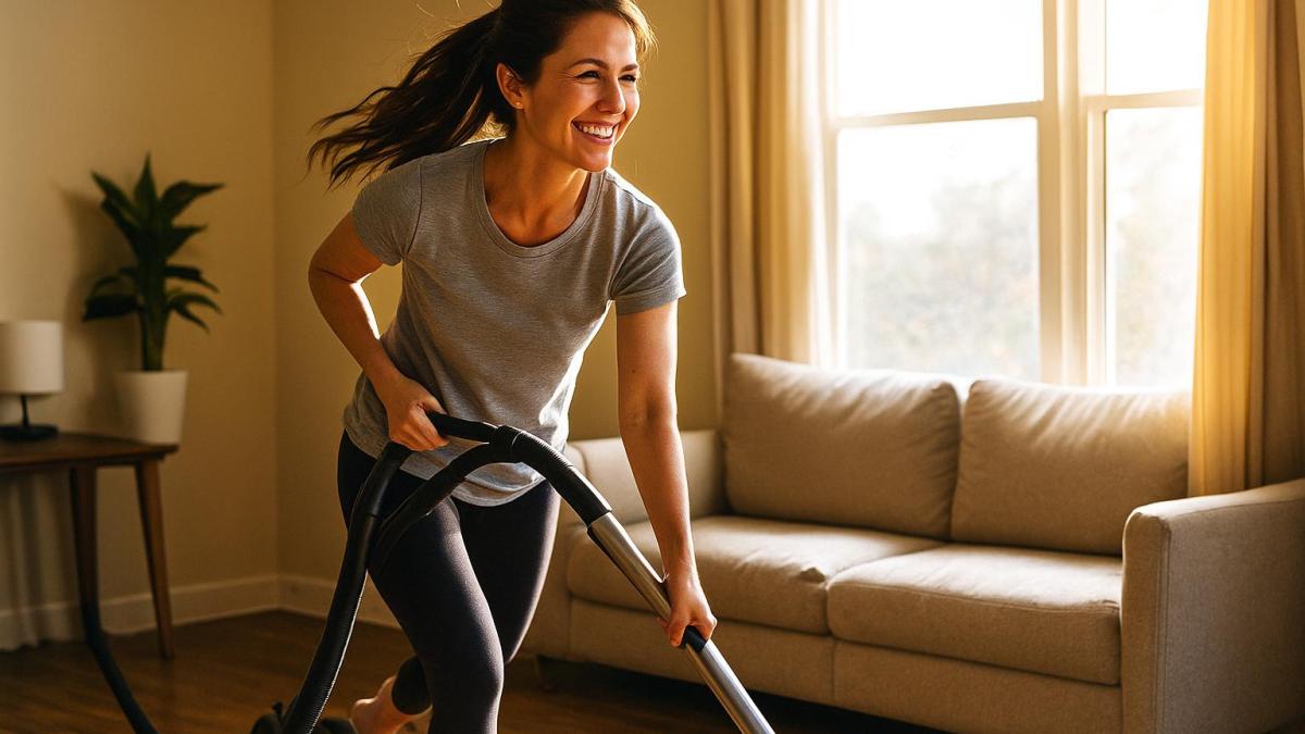 Домашний фитнес во время уборки