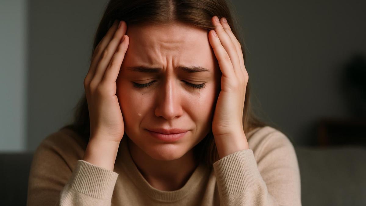 Девушка с болью и усталостью