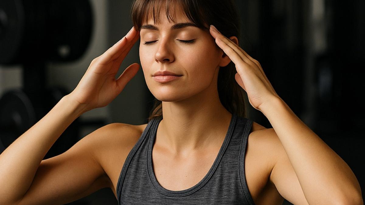 Девушка визуализирует тренировку