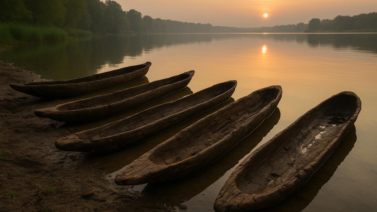 Неолитические каноэ на берегу озера
