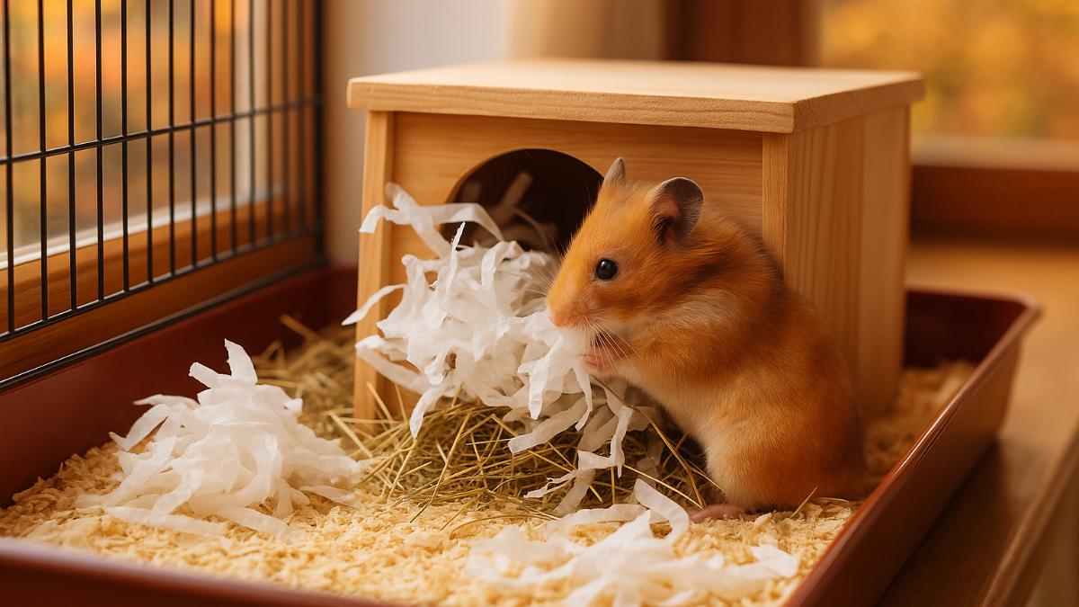 Хомяк строит гнездо осенью