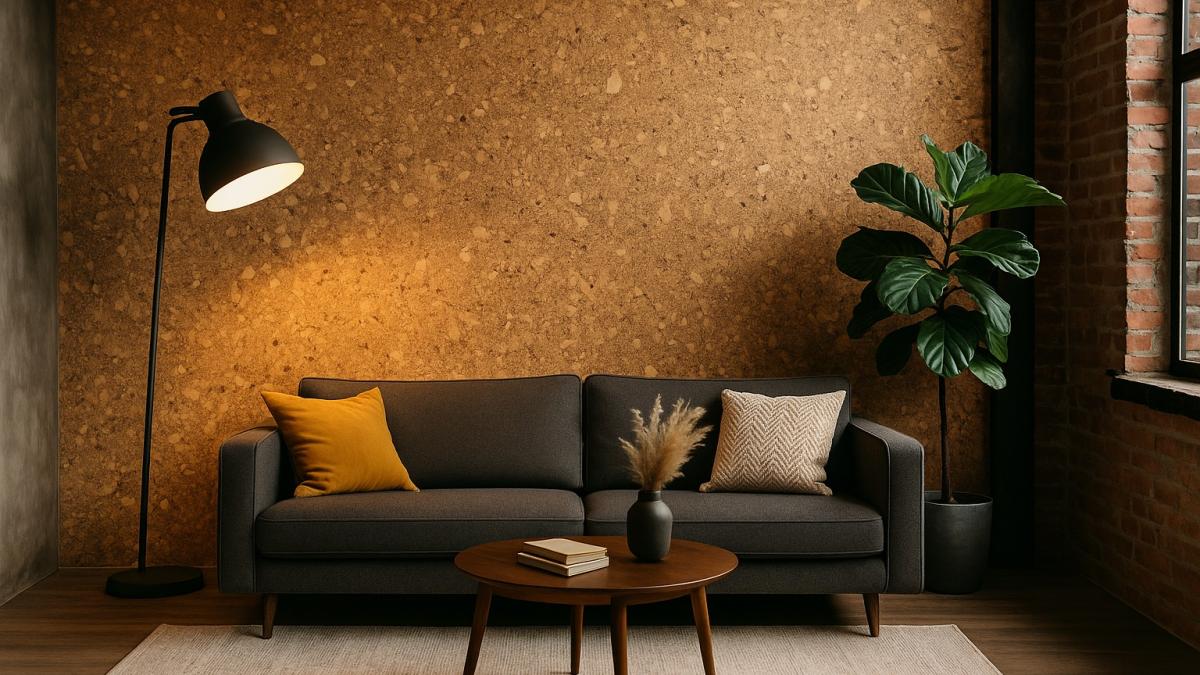 Интерьер в стиле лофт с пробковыми обоями Интерьер в стиле лофт с пробковыми обоями