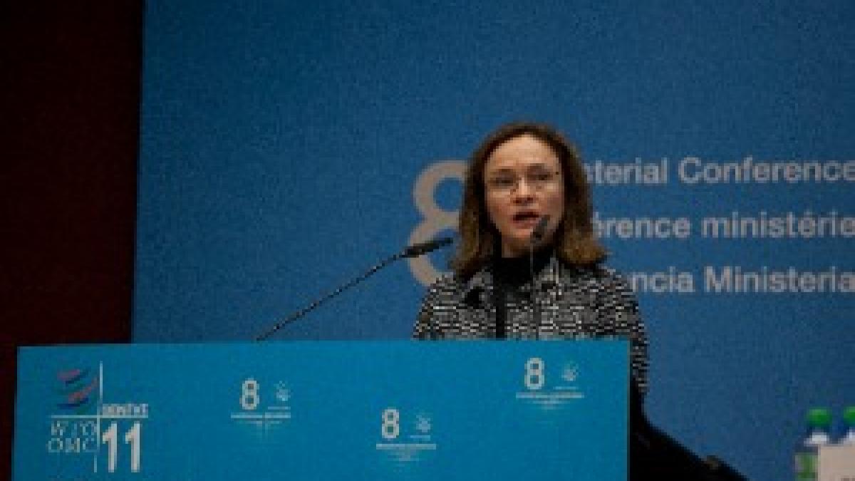 Russian Trade Minister Elvira Nabiullina speaks at Russia's WTO Accession Ceremony
