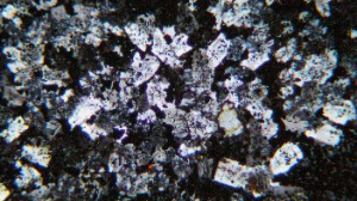 Cordierit-Magnetit-Hornfels XPL Cordierit-Magnetit-Hornfels XPL