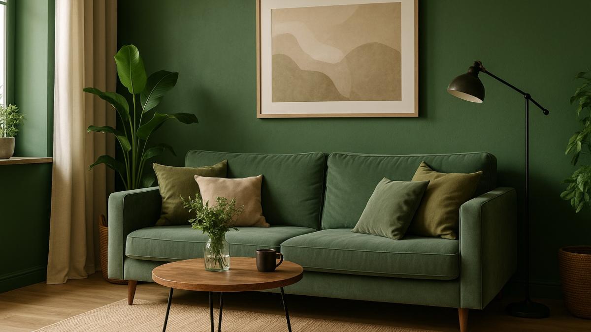 Современная гостиная в природных оттенках