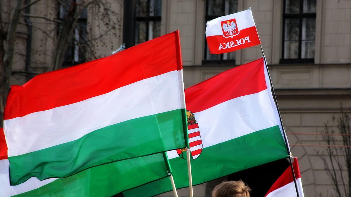 Флаги Польши и Венгрии Флаги Польши и Венгрии