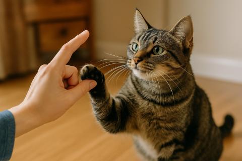 Кошки успешно осваивают трюк 