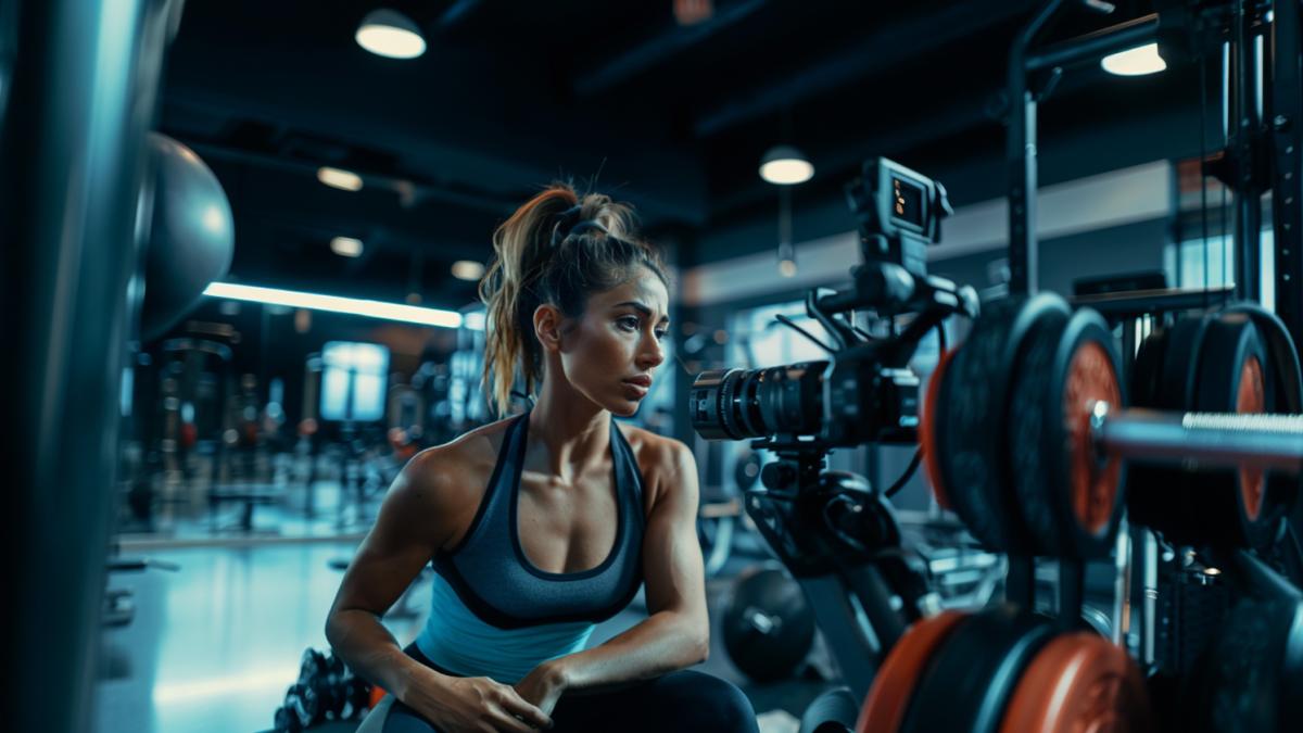 Девушка занимается в тренажерном зале