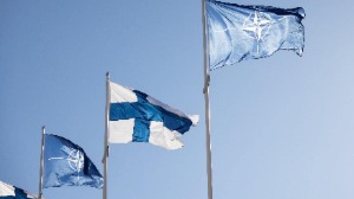 Flags of Finland and NATO 4.4.2023 Flags of Finland and NATO 4.4.2023