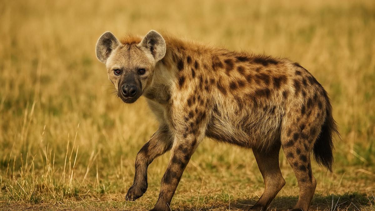 Пятнистая гиена в африканской саванне