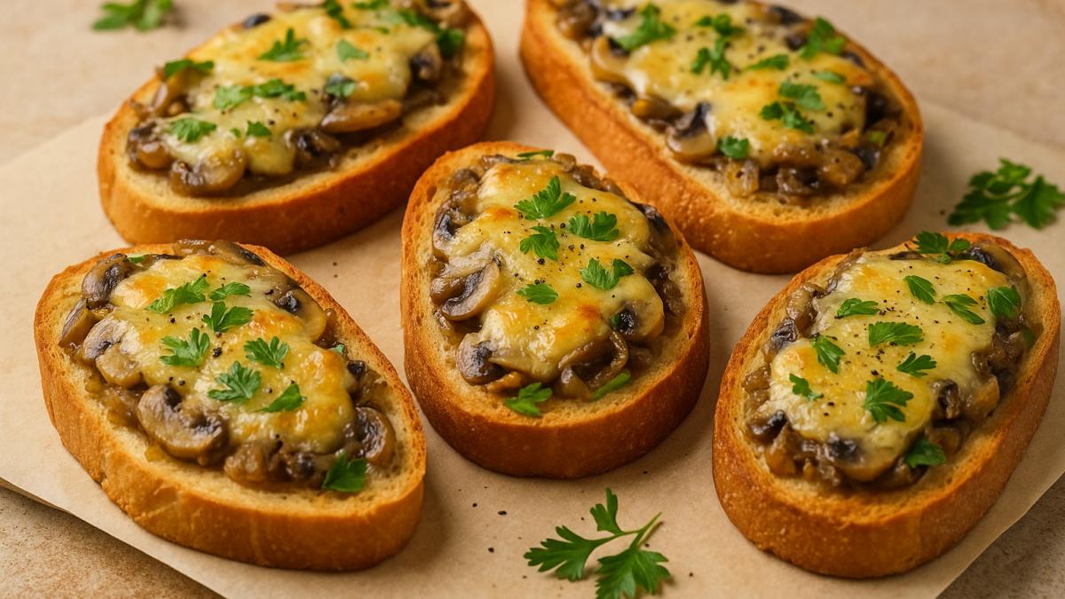 Горячие бутерброды с грибами и сыром Горячие бутерброды с грибами и сыром