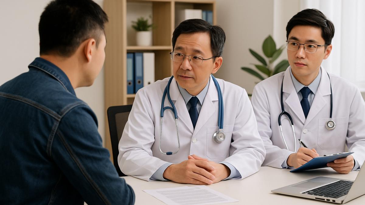 Китайские врачи с пациентом
