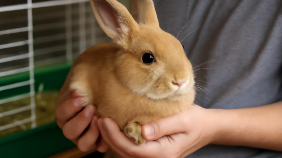 Кролик в руках ребенка