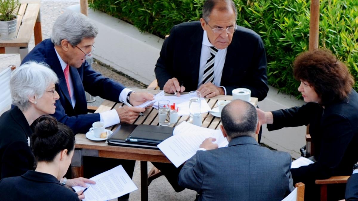 Kerry and Lavrov, with senior advisers, negotiate chemical weapons agreement on September 14, 2013 Kerry and Lavrov, with senior advisers, negotiate chemical weapons agreement on September 14, 2013