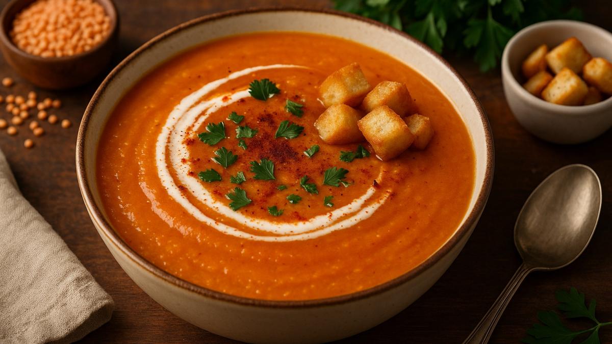 Крем-суп из чечевицы с копчёной паприкой