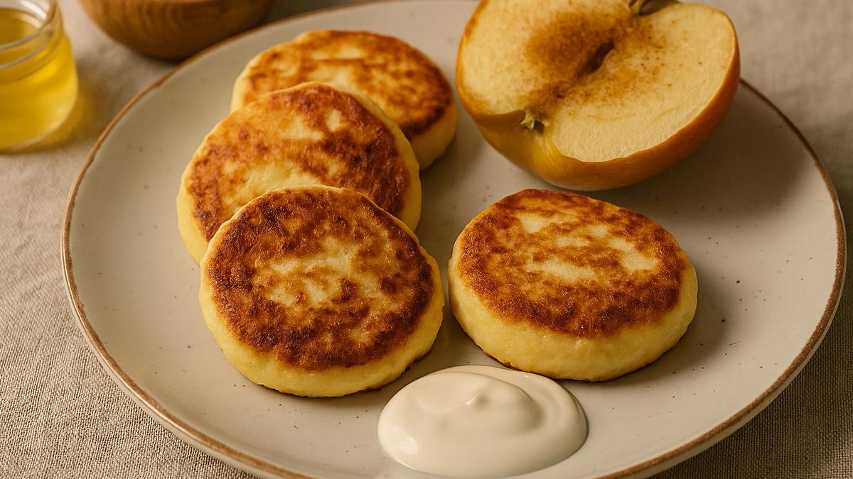 Сырники на овсяной основе с печёным яблоком