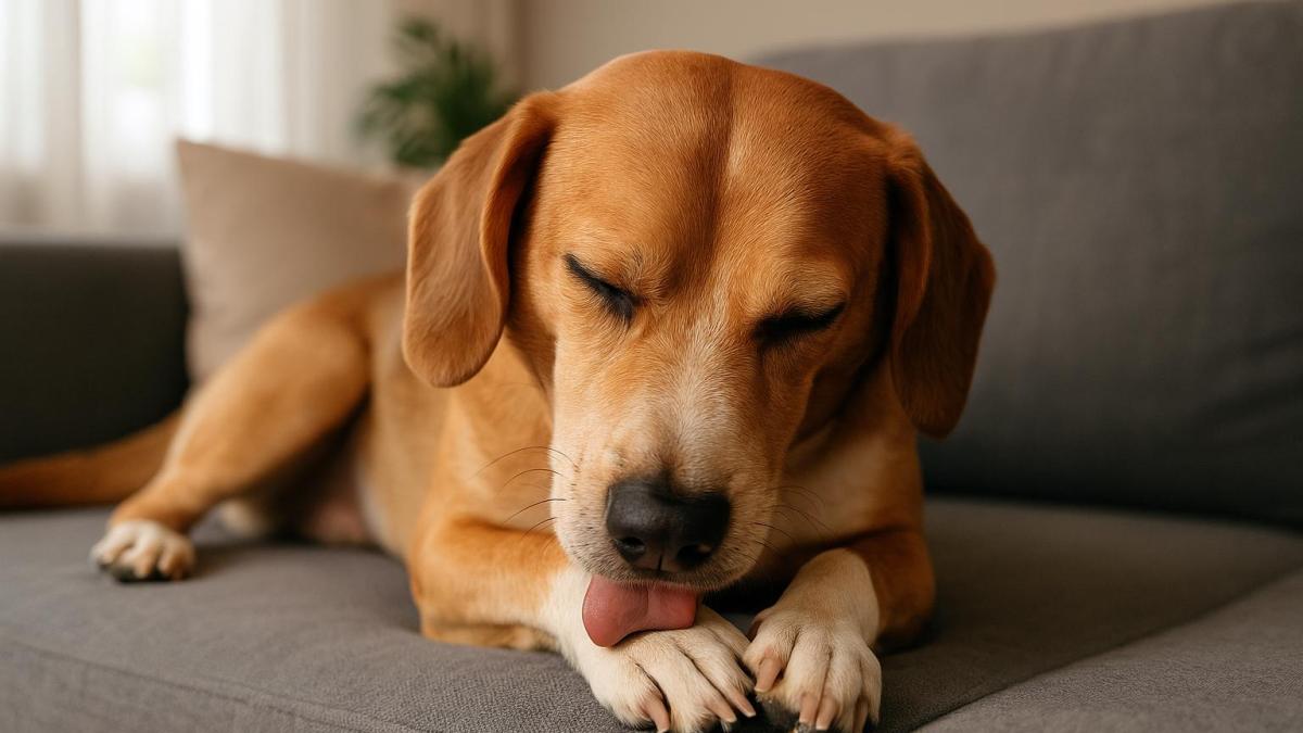 Собака грызет лапу Собака грызет лапу