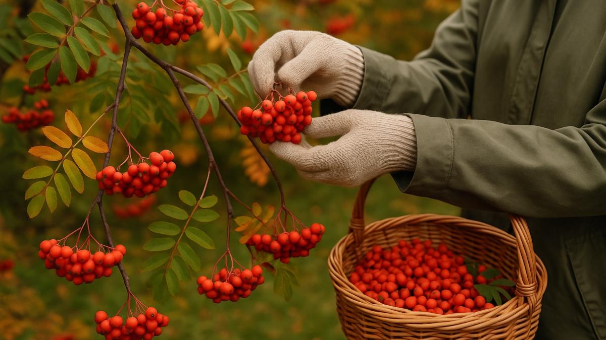 Сбор красной рябины