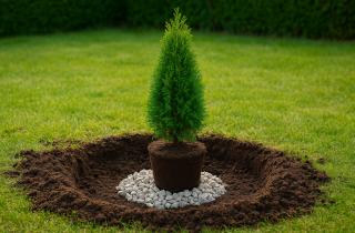 Живая изгородь из хвойных очищает воздух и создаёт тень