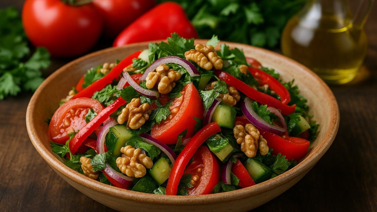 Армянский салат с овощами и орехами