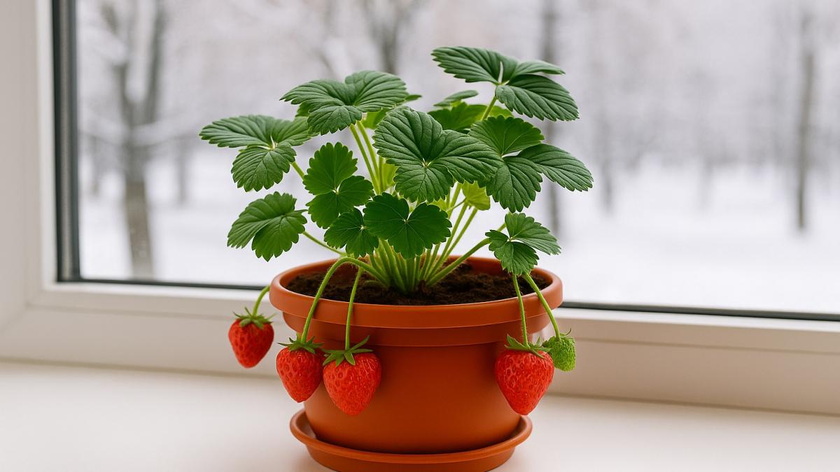 Клубника в горшке зимой