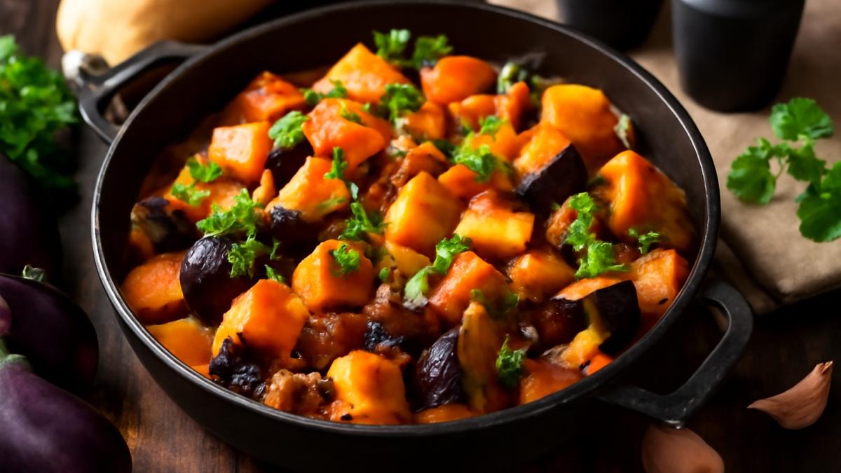 Рагу из тыквы и баклажанов