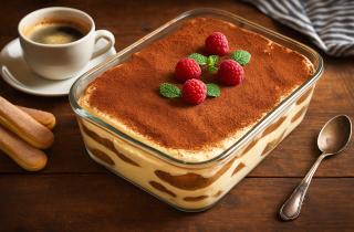 Тирамису с кофе и печеньем савоярди получается нежным при приготовлении без духовки