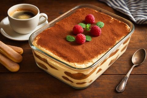 Тирамису с кофе и печеньем савоярди получается нежным при приготовлении без духовки