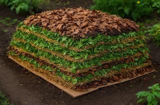 Педриали объяснил: садовая лазанья создаётся из чередующихся зелёных и коричневых слоёв органики