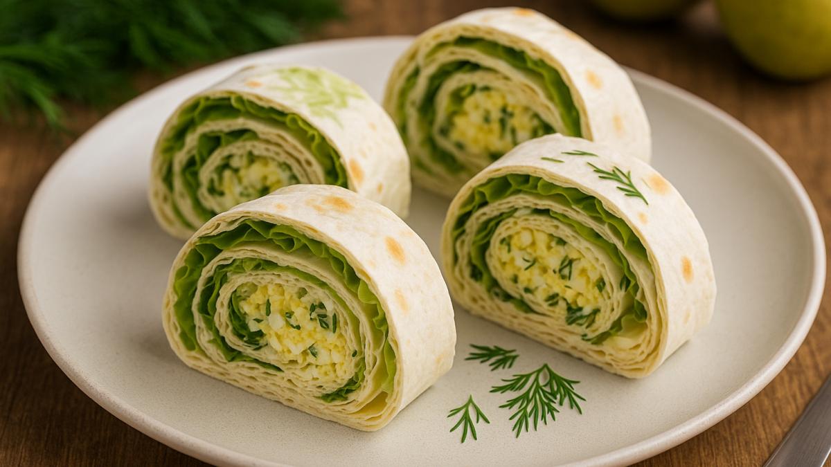 Рулетики из лаваша с яйцом и зеленью