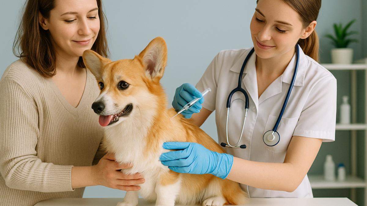 Вакцинация собаки у ветеринара