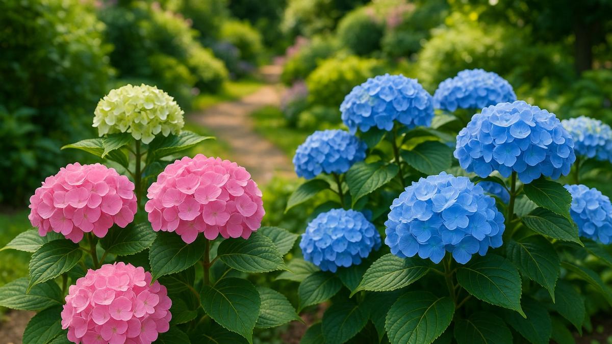 Гортензии в саду
