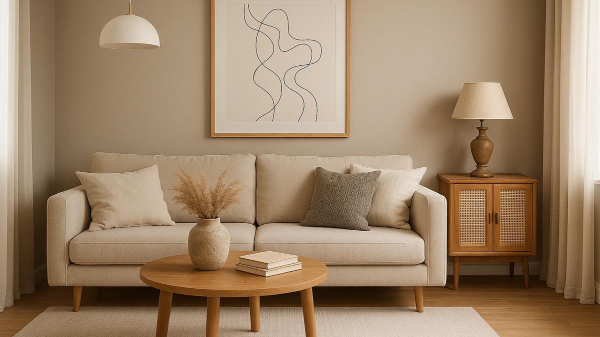 уютная гостиная в пастельных тонах