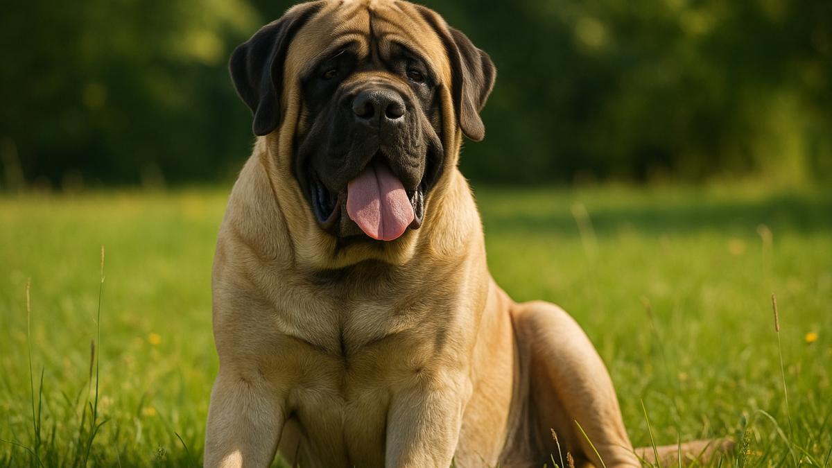Английский мастиф на лугу